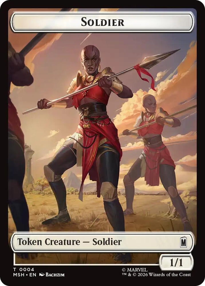 Image for Soldier // Clue Double-Sided Token (4 // 17) (Marvel Super Heroes) (MSH) - Magic: The Gathering