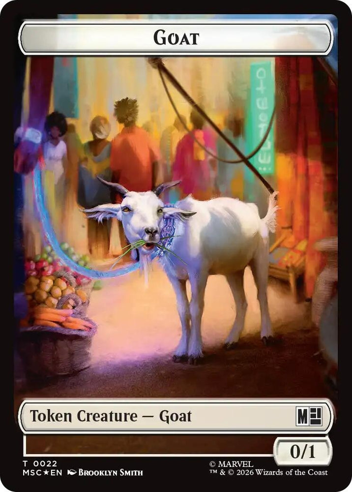 Image for Goat // Soldier Double-Sided Token (Surge Foil) (22 // 23) (Commander: Marvel Super Heroes) (MSC) - Magic: The Gathering