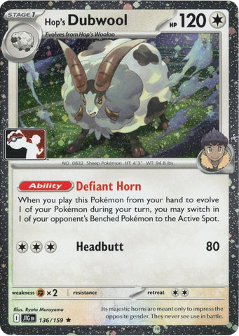 Image for Hop's Dubwool - 136/159 (Cosmos Holo) (136/159) (Prize Pack Series Cards) - Pokemon