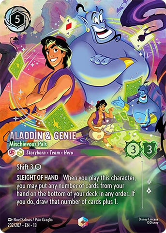 Image for Aladdin & Genie - Mischievous Pals (Enchanted) (232/204) (Attack of the Vine!) (13) - Disney Lorcana