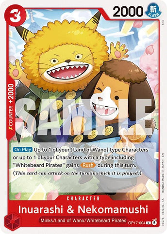 Image for Inuarashi & Nekomamushi (OP17-004) (The World's Strongest Warriors) (OP17) - One Piece Card Game