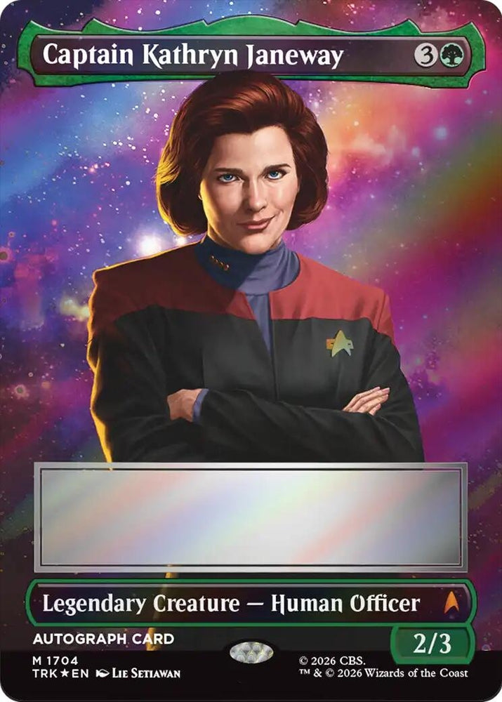 Image for Captain Kathryn Janeway (Borderless) (Signed) (1704) (Star Trek) (TRK) - Magic: The Gathering