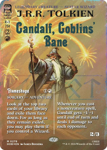 Image for Gandalf, Goblins' Bane (Borderless) (Surge Foil) (278) (The Hobbit) (HOB) - Magic: The Gathering