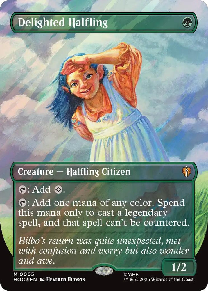 Image for Delighted Halfling (Borderless) (Surge Foil) (65) (The Hobbit: Eternal-Legal) (HOC) - Magic: The Gathering