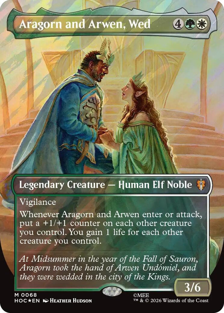Image for Aragorn and Arwen, Wed (Borderless) (Surge Foil) (68) (The Hobbit: Eternal-Legal) (HOC) - Magic: The Gathering