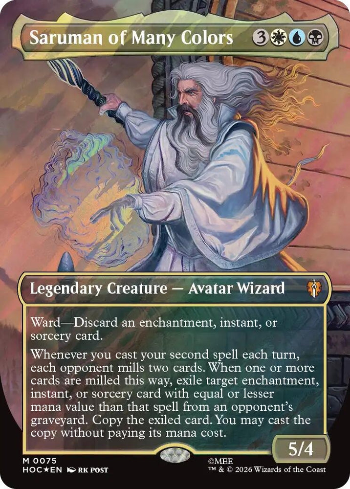 Image for Saruman of Many Colors (Borderless) (Surge Foil) (75) (The Hobbit: Eternal-Legal) (HOC) - Magic: The Gathering