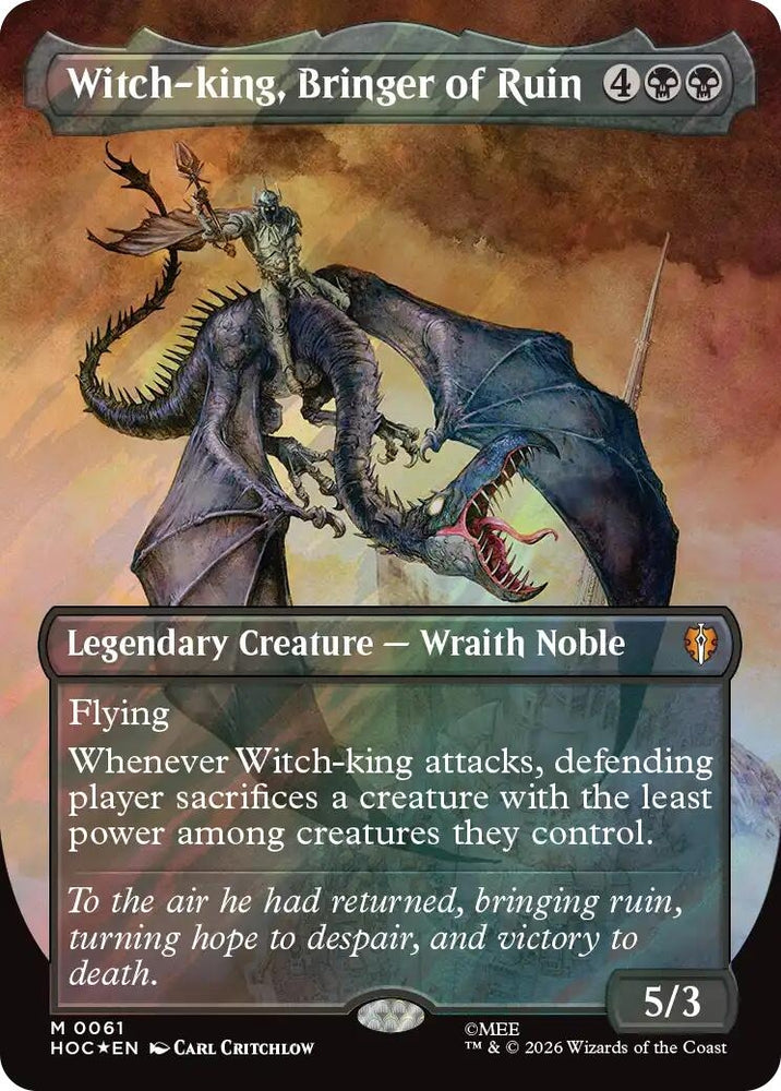 Image for Witch-king, Bringer of Ruin (Borderless) (Surge Foil) (61) (The Hobbit: Eternal-Legal) (HOC) - Magic: The Gathering