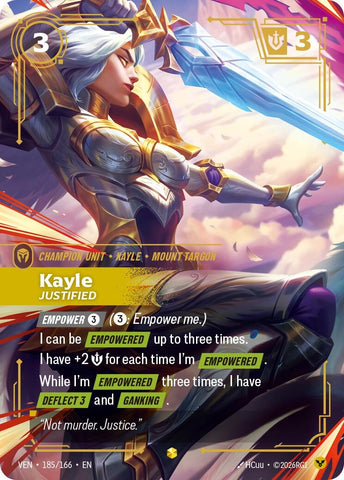 Image for Kayle, Justified (Overnumbered) (185/166) (Vendetta) (VEN) - Riftbound: League of Legends Trading Card Game