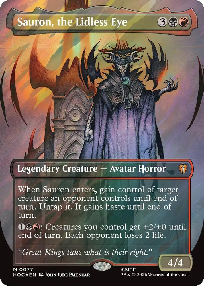 Image for Sauron, the Lidless Eye (Borderless) (Surge Foil) (77) (The Hobbit: Eternal-Legal) (HOC) - Magic: The Gathering