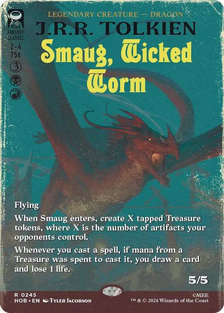 Image for Smaug, Wicked Worm (Borderless) (245) (The Hobbit) (HOB) - Magic: The Gathering