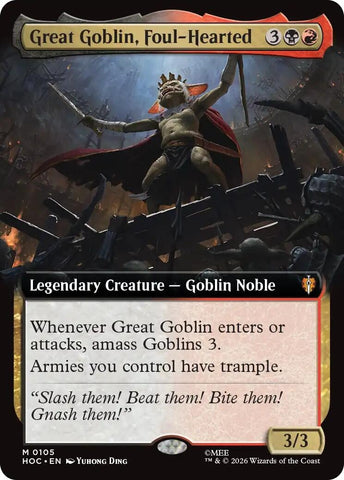 Image for Great Goblin, Foul-Hearted (Extended Art) (105) (The Hobbit: Eternal-Legal) (HOC) - Magic: The Gathering