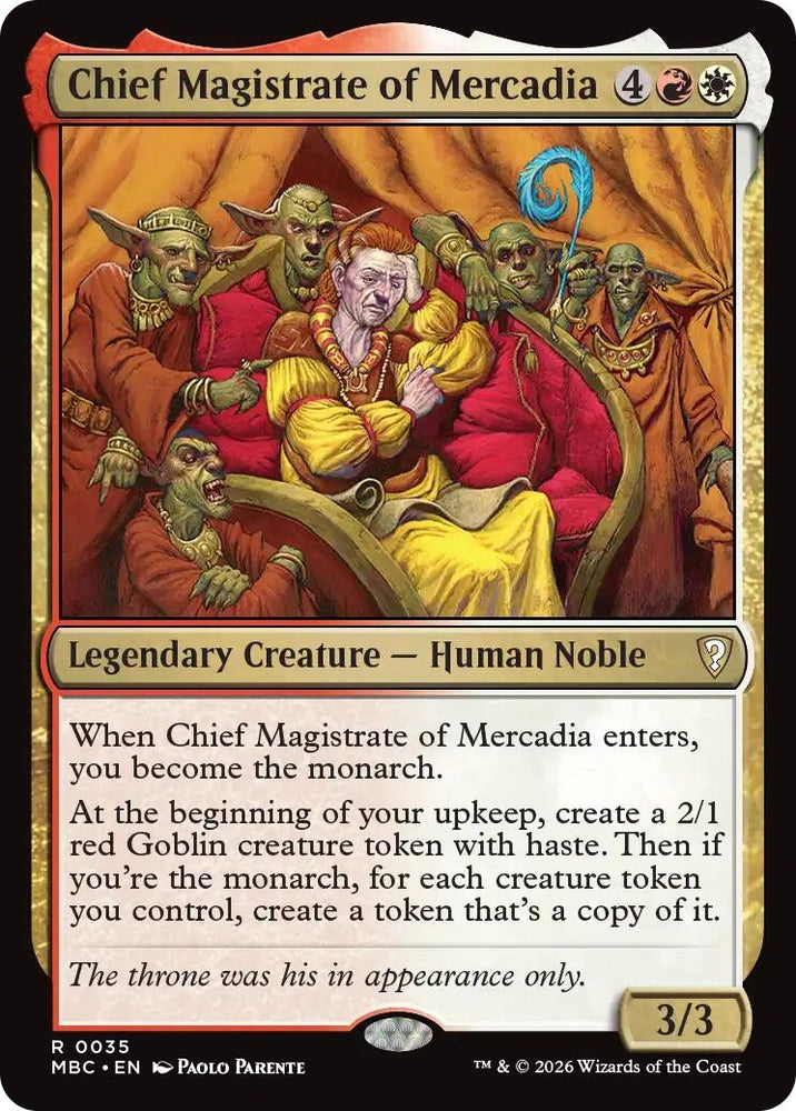 Image for Chief Magistrate of Mercadia (35) (Mystery Booster Commander Edition) (MBC) - Magic: The Gathering