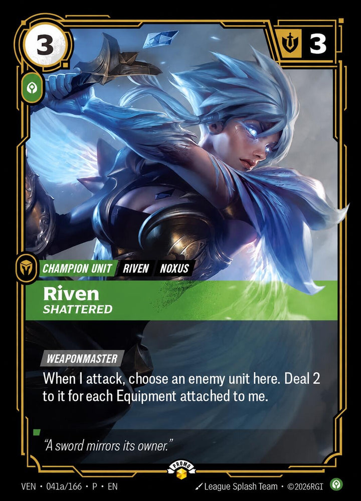 Image for Riven - Shattered (041a/166) (Riftbound Promotional Cards) (PR) - Riftbound: League of Legends Trading Card Game