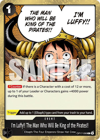 Image for I'm Luffy!! The Man Who Will Be King of the Pirates!! (OP17-096) (The World's Strongest Warriors) (OP17) - One Piece Card Game