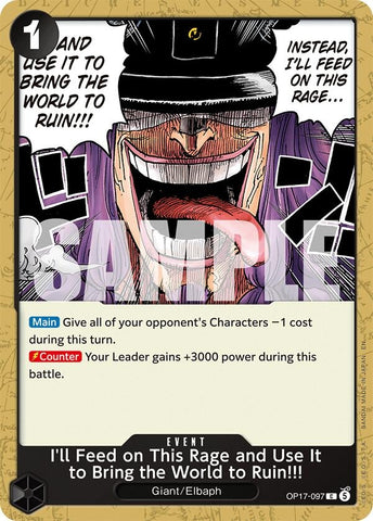 Image for I'll Feed on This Rage and Use It to Bring the World to Ruin!!! (OP17-097) (The World's Strongest Warriors) (OP17) - One Piece Card Game