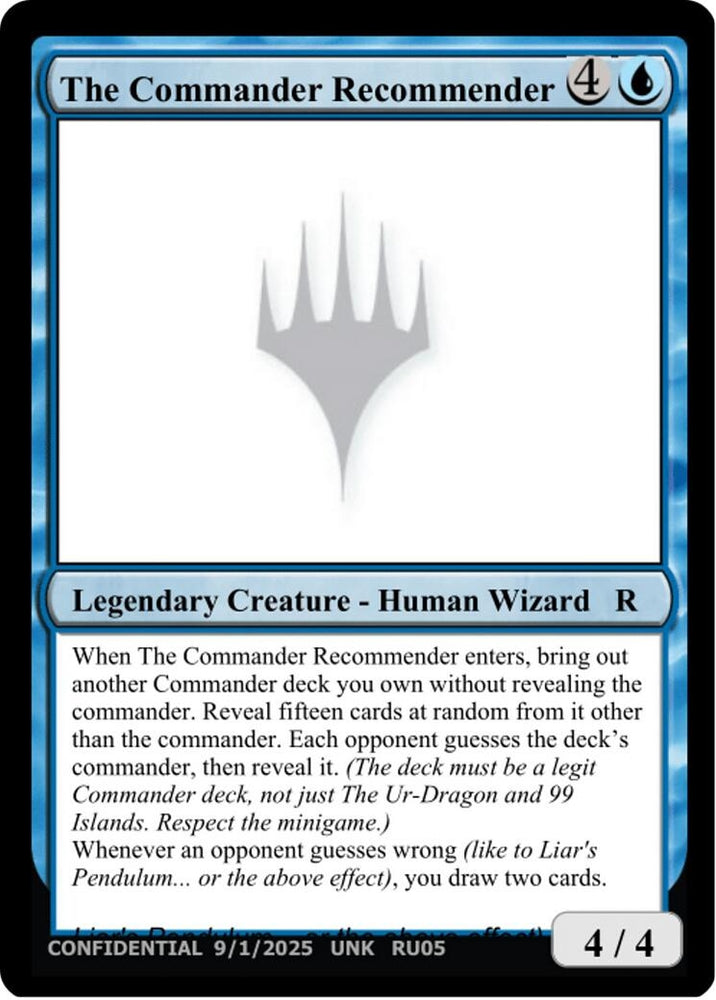 Image for The Commander Recommender (Un-Known Event Playtest Cards) (UNK) - Magic: The Gathering