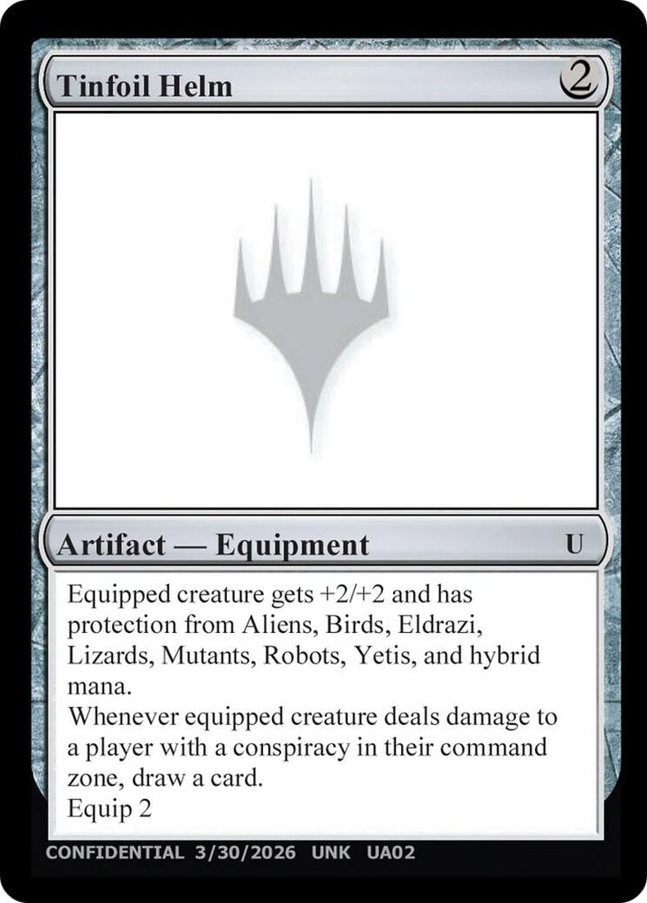 Image for Tinfoil Helm (Un-Known Event Playtest Cards) (UNK) - Magic: The Gathering