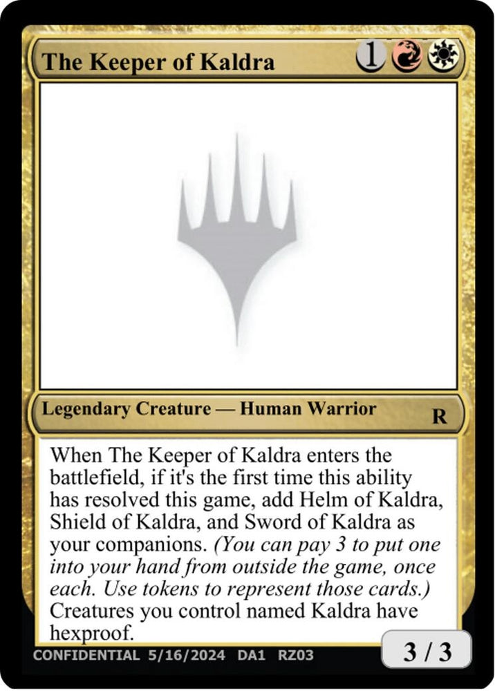 Image for The Keeper of Kaldra (Un-Known Event Playtest Cards) (UNK) - Magic: The Gathering