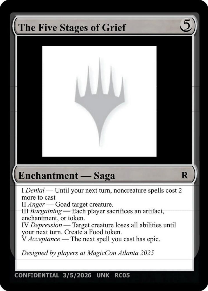 Image for The Five Stages of Grief (Un-Known Event Playtest Cards) (UNK) - Magic: The Gathering