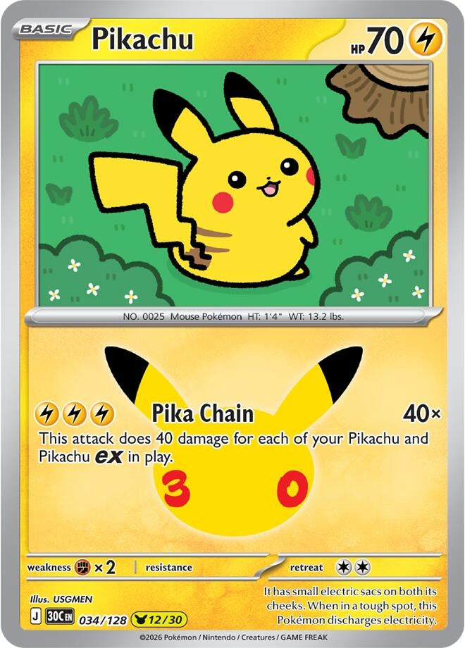 Image for Pikachu (ME: 30th Celebration) (30C) - Pokemon
