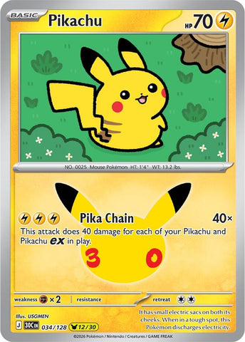 Image for Pikachu (ME: 30th Celebration) (30C) - Pokemon