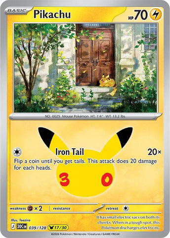 Image for Pikachu (ME: 30th Celebration) (30C) - Pokemon