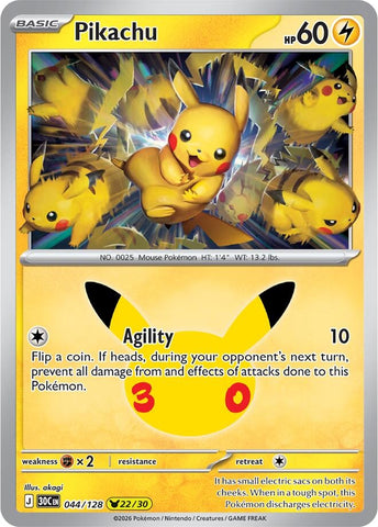 Image for Pikachu (044/128) (ME: 30th Celebration) (30C) - Pokemon