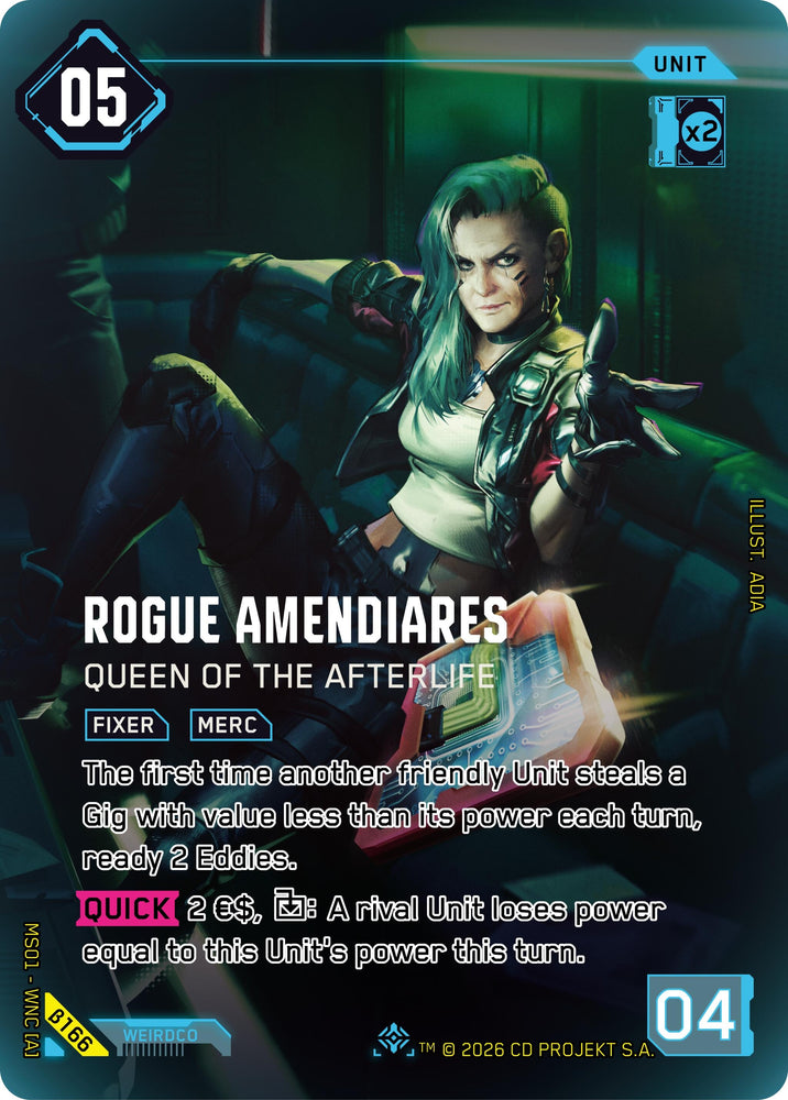 Image for Rogue Amendiares - Queen of the Afterlife (IO) (B166) (Welcome to Night City - Beta) - Cyberpunk TCG