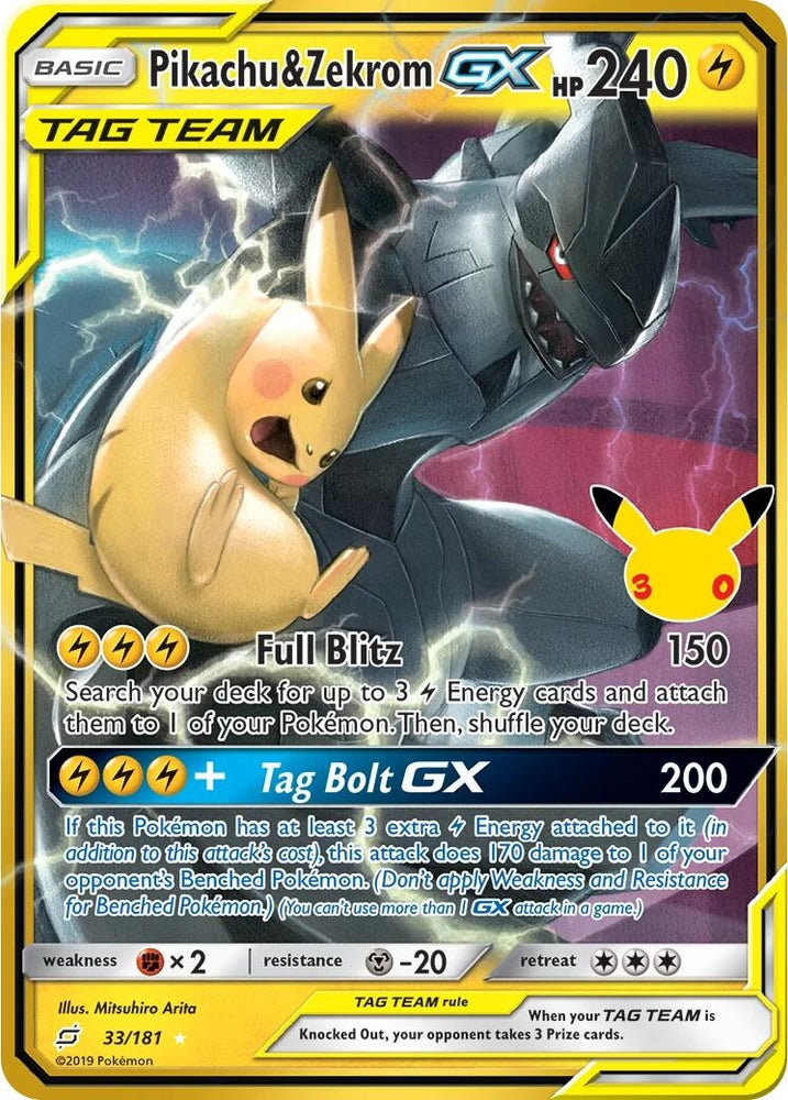Image for Pikachu & Zekrom GX (33/181) (ME: 30th Celebration Classic Collection) (30C) - Pokemon