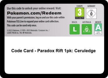 Image for Code Card - Paradox Rift 1pk: Ceruledge (SV04: Paradox Rift) (PAR) - Pokemon