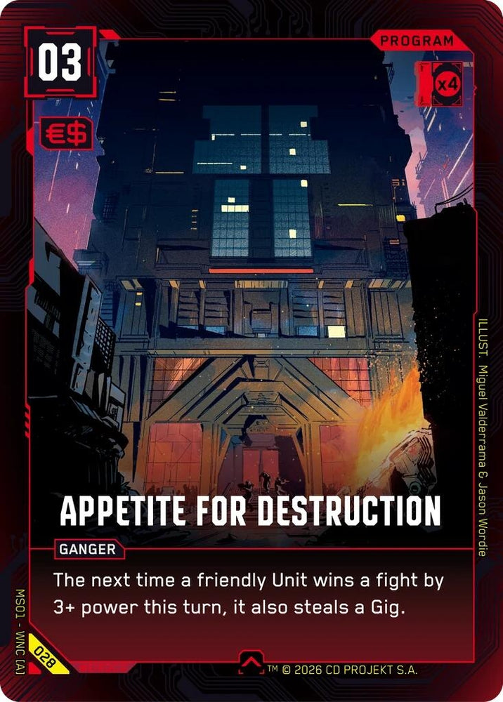 Image for Appetite for Destruction (028) (Welcome to Night City - Retail) - Cyberpunk TCG