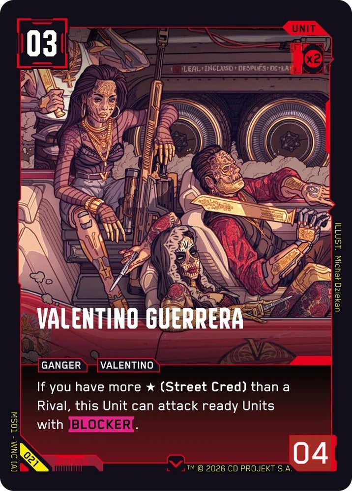 Image for Valentino Guerrera (021) (Welcome to Night City - Retail) - Cyberpunk TCG