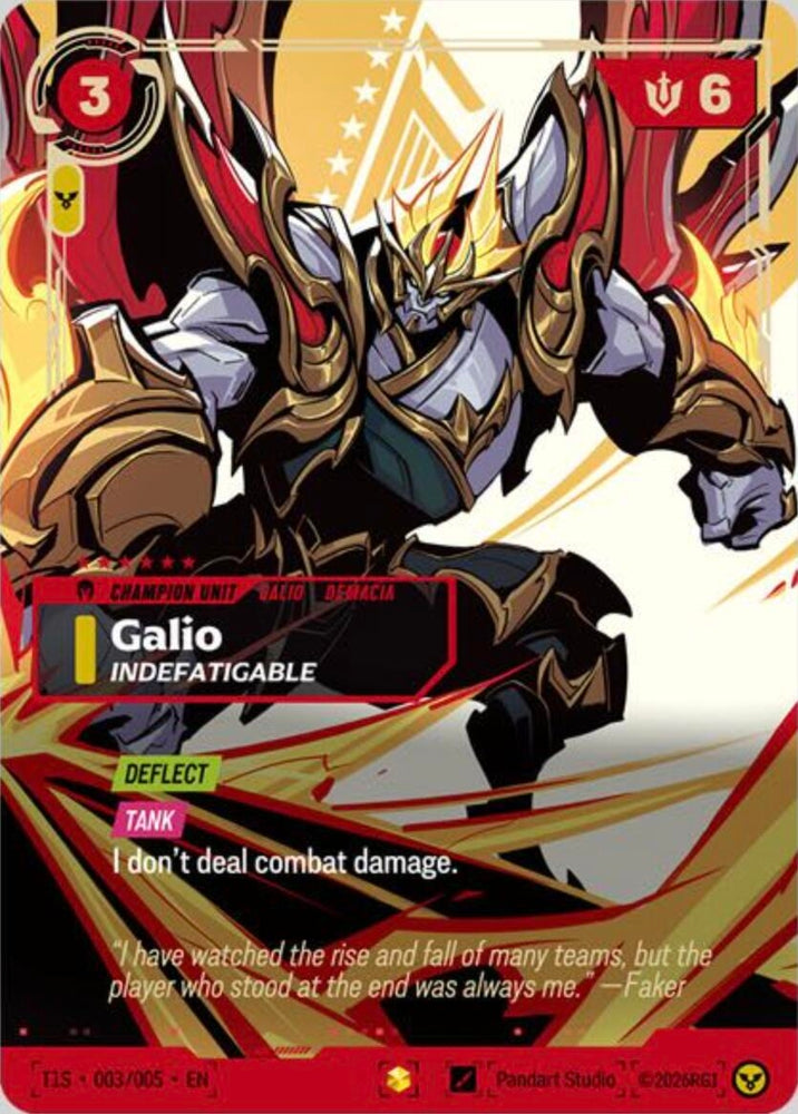 Image for Galio, Indefatigable (T1 Worlds Champion Signature Edition Bundle) (T1S 003/005) (Riftbound Promotional Cards) (PR) - Riftbound: League of Legends Trading Card Game