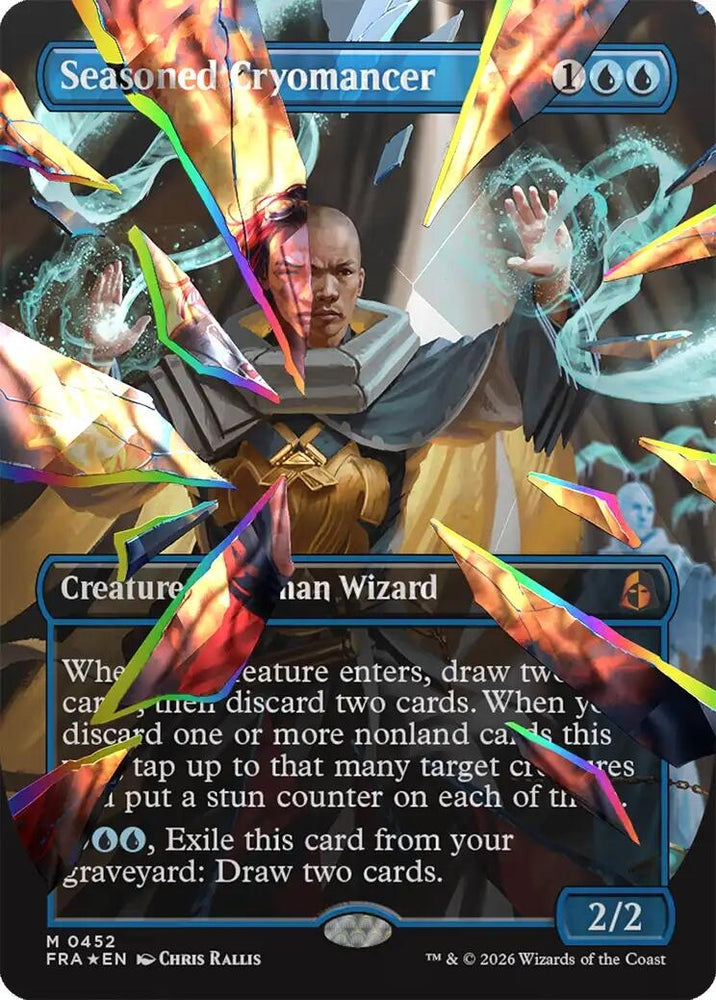 Image for Seasoned Cryomancer (Borderless) (Facet Foil) (0452) (452) (Reality Fracture) (FRA) - Magic: The Gathering