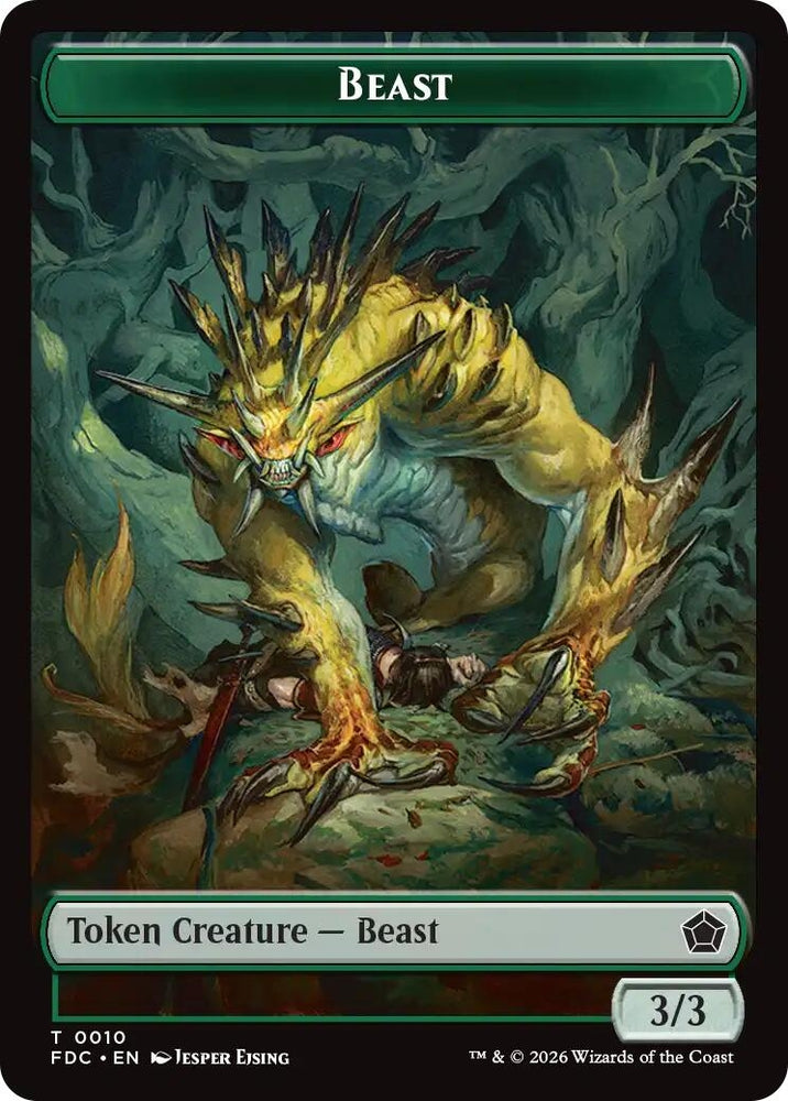 Image for Beast // Phyrexian Beast Double-Sided Token (10 // 11) (Commander: Foundations) (FDC) - Magic: The Gathering