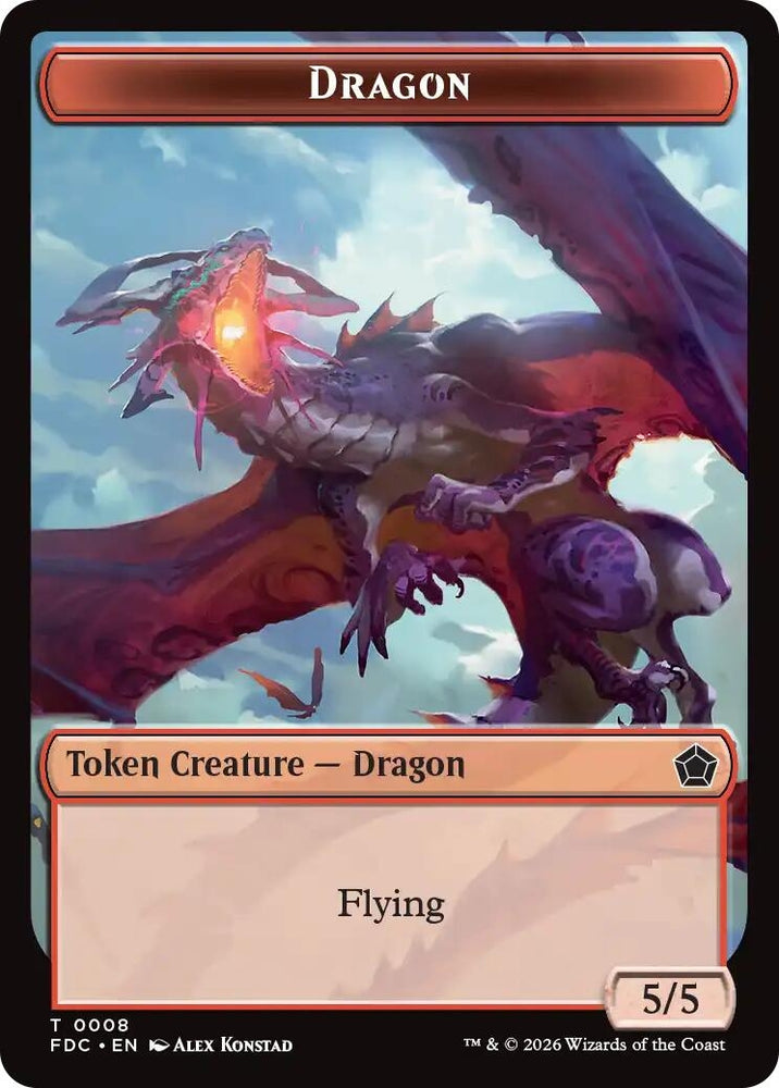 Image for Dragon (0008) // Treasure Double-Sided Token (8 // 16) (Commander: Foundations) (FDC) - Magic: The Gathering