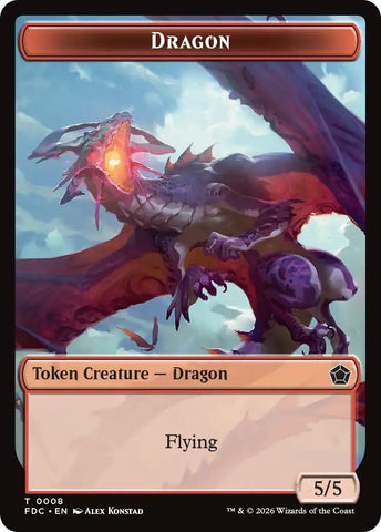 Image for Dragon (0008) // Treasure Double-Sided Token (8 // 16) (Commander: Foundations) (FDC) - Magic: The Gathering
