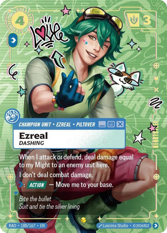 Ezreal, Dashing (Showcase) (180/167) (Radiance) (RAD)