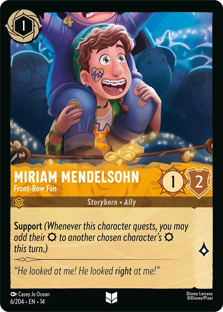Image for Miriam Mendelsohn - Front-Row Fan (6/204) (Hyperia City) (14) - Disney Lorcana