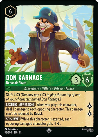 Image for Don Karnage - Debonair Pirate (88/204) (Hyperia City) (14) - Disney Lorcana