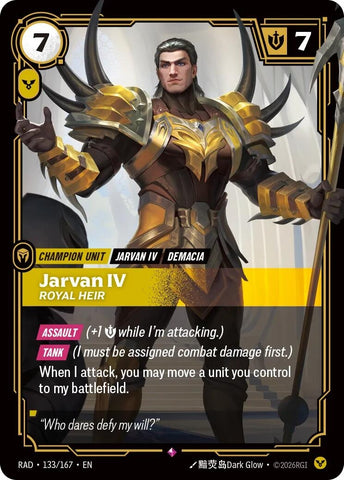 Image for Jarvan IV, Royal Heir (133/167) (Radiance) (RAD) - Riftbound: League of Legends Trading Card Game