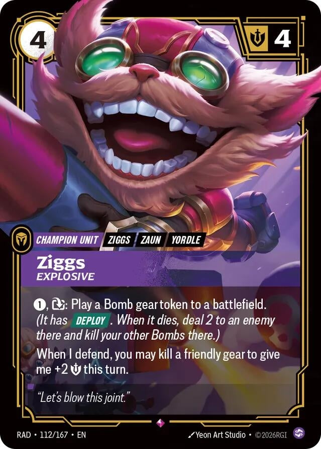 Image for Ziggs, Explosive (112/167) (Radiance) (RAD) - Riftbound: League of Legends Trading Card Game