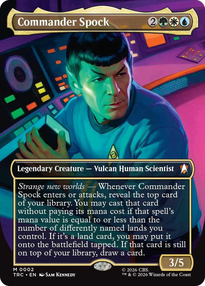 Image for Commander Spock (Borderless) (2) (Commander: Star Trek) (TRC) - Magic: The Gathering