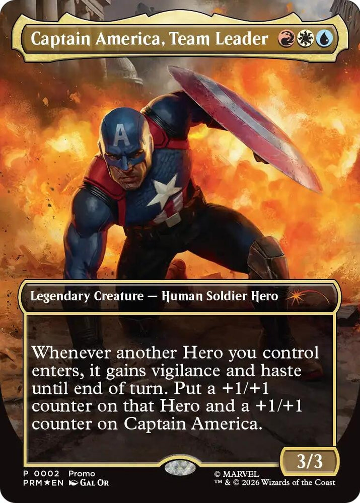Image for Captain America, Team Leader (Borderless) (2) (Unique and Miscellaneous Promos) (UMP) - Magic: The Gathering