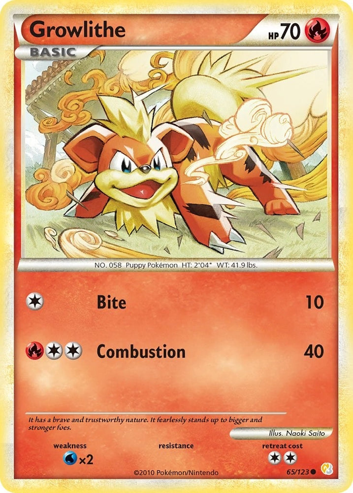 Image for Growlithe (65/123) [HeartGold SoulSilver]