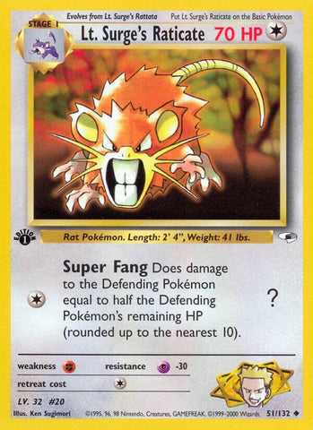 Image for Lt. Surge's Raticate (051/132) [Gym Heroes]