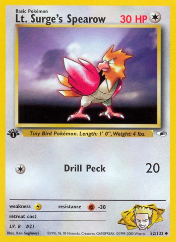 Image for Lt. Surge's Spearow (52) (052/132) [Gym Heroes]