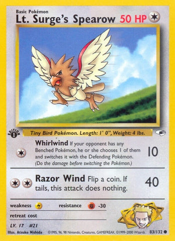 Image for Lt. Surge's Spearow (83) (083/132) [Gym Heroes]