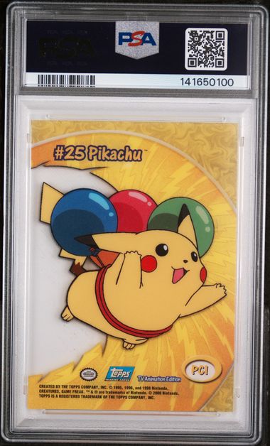 2000 TOPPS POKEMON TV ANIMATION CLEAR CARDS #PC1 PIKACHU TV ANIMATION CLEAR CARDS PSA 9