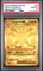 2025 POKEMON MEG EN-MEGA EVOLUTION #188 MEGA LUCARIO ex MEGA HYPER RARE PSA 10